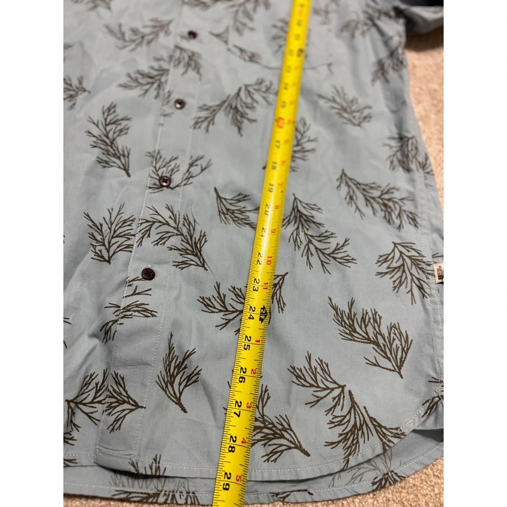The North Face Mens Medium Blue Botanical Branch Print Short Sleeve Button Shirt